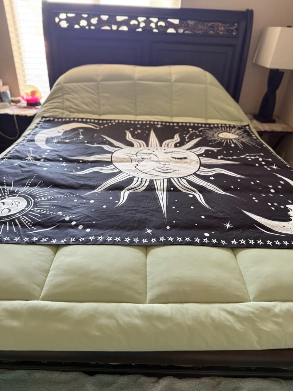 Celestial Sun and Moon Tapestry Throw in Black and White
